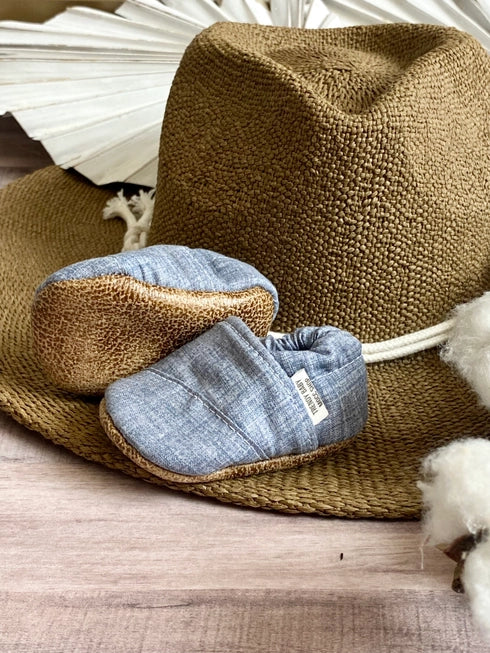 Moccasins - Blue Linen