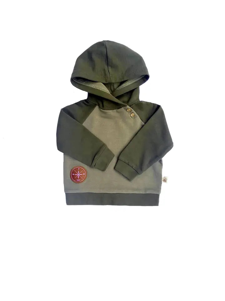 Baby Hooded Pullover- Olive