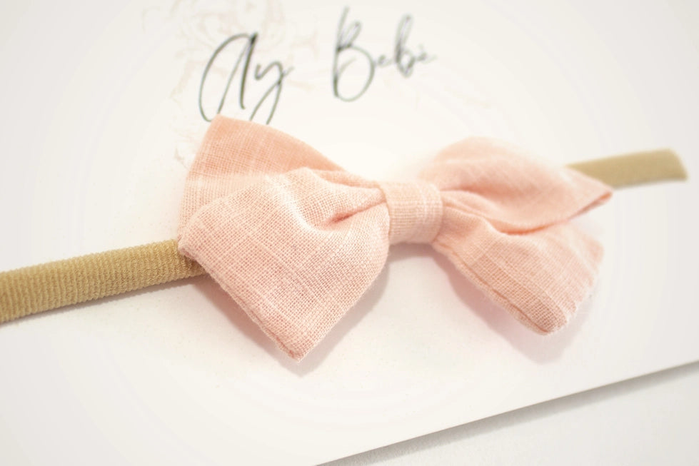 Cotton Bow Headband in Pink