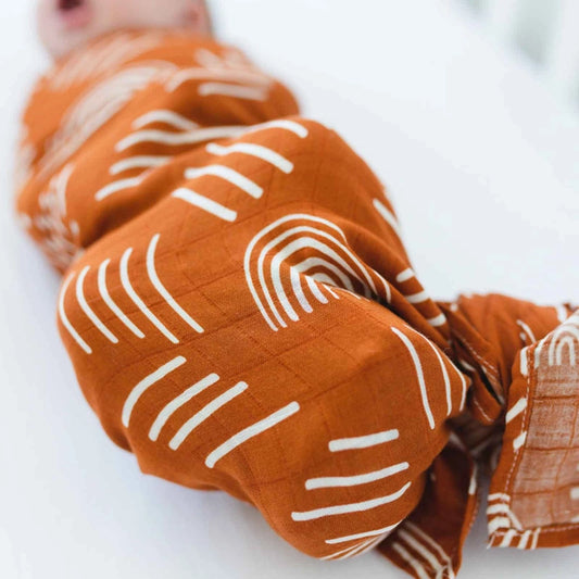 Cotton Muslin Swaddle - Boho Rusted Orange